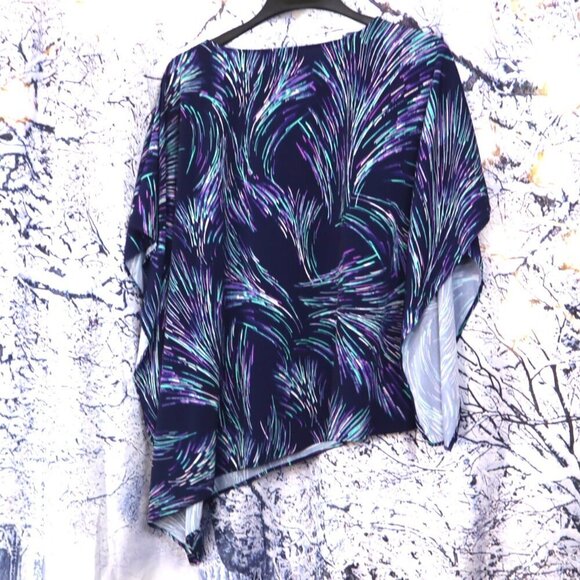 WATERCOLOR SHEER BLOUSE S/M Chico's Swim Cover Vacation Beach Bright Dopamine - Picture 6 of 7